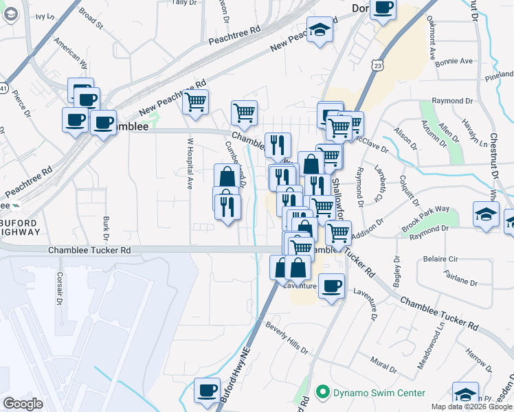 map of restaurants, bars, coffee shops, grocery stores, and more near in Atlanta
