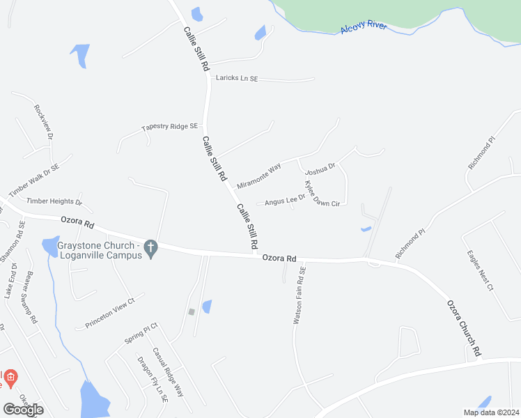 map of restaurants, bars, coffee shops, grocery stores, and more near 1785 Angus Lee Drive in Lawrenceville