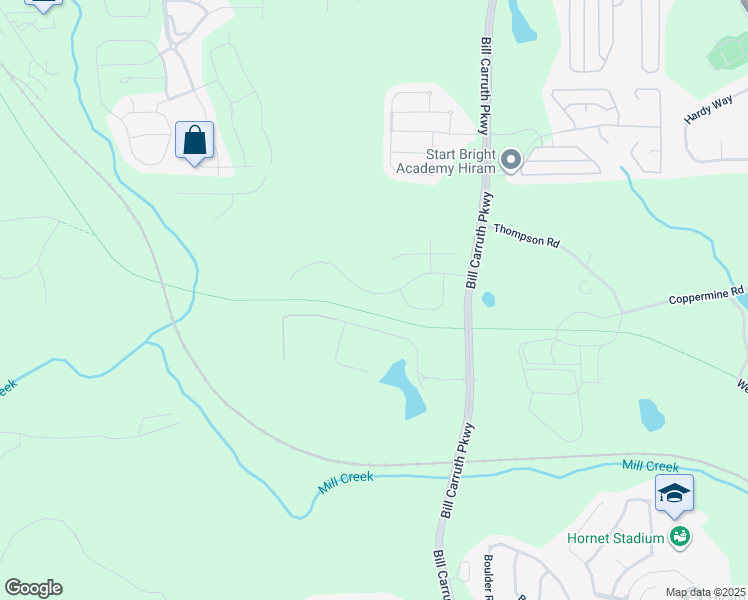 map of restaurants, bars, coffee shops, grocery stores, and more near 247 Berkleigh Trails Drive in Hiram
