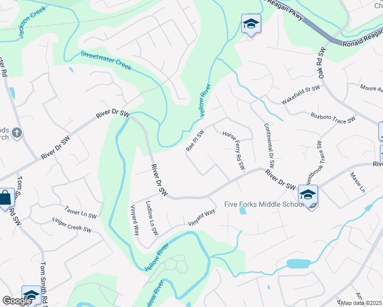 map of restaurants, bars, coffee shops, grocery stores, and more near 3350 Rae Place Southwest in Lawrenceville