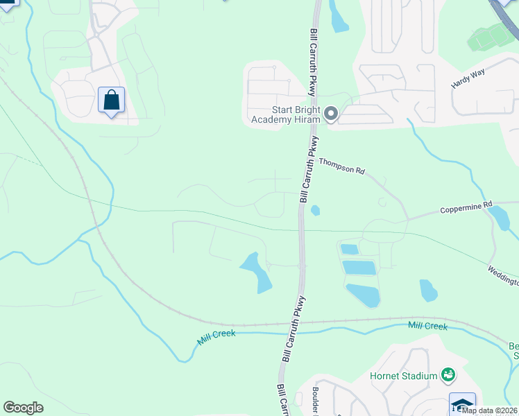 map of restaurants, bars, coffee shops, grocery stores, and more near 85 Berkleigh Trails Drive in Hiram