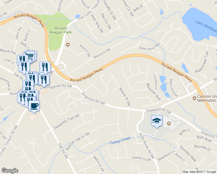 map of restaurants, bars, coffee shops, grocery stores, and more near 1089 Olde Hinge Way in Snellville