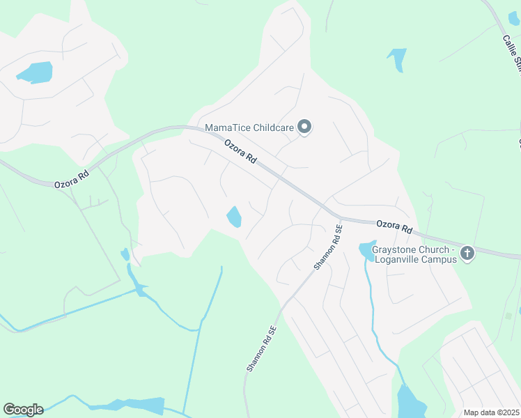 map of restaurants, bars, coffee shops, grocery stores, and more near 1280 Waterwood Drive in Loganville