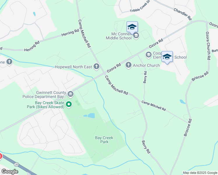 map of restaurants, bars, coffee shops, grocery stores, and more near 2767 Camp Mitchell Road in Loganville