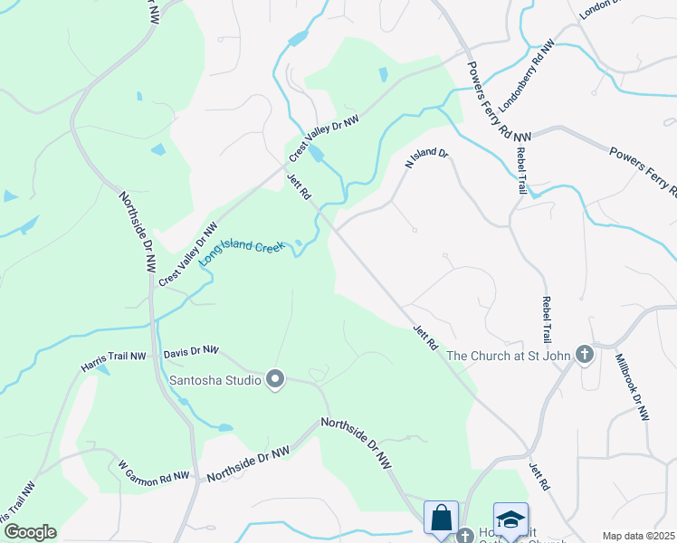 map of restaurants, bars, coffee shops, grocery stores, and more near 4888 Jett Road in Atlanta