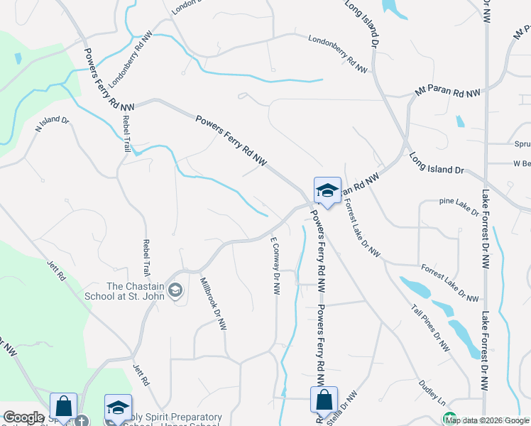 map of restaurants, bars, coffee shops, grocery stores, and more near 420 Laurel Chase Court Northwest in Atlanta