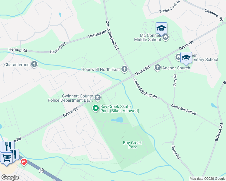 map of restaurants, bars, coffee shops, grocery stores, and more near 279 Chloe Dianne Drive in Loganville