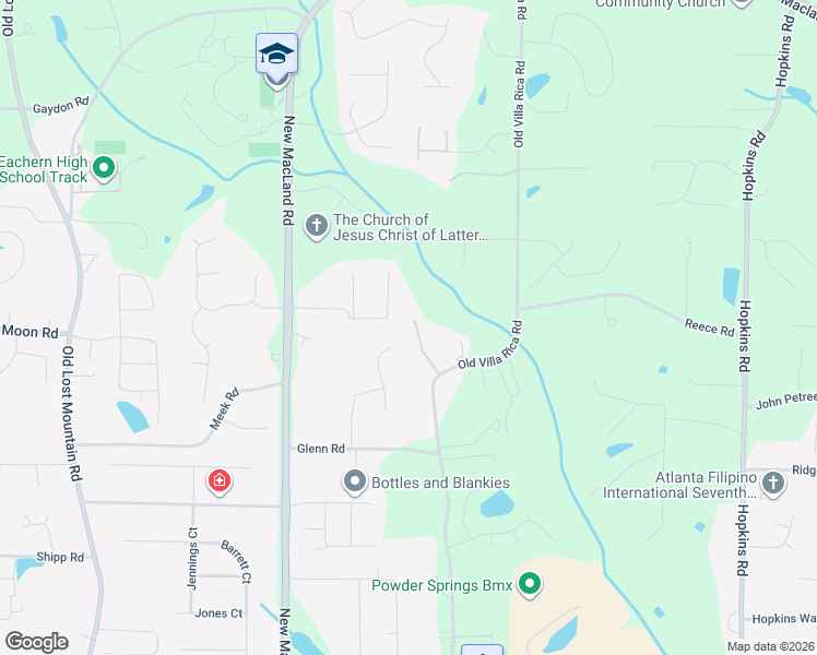 map of restaurants, bars, coffee shops, grocery stores, and more near 4186 Irish Highland Drive in Powder Springs