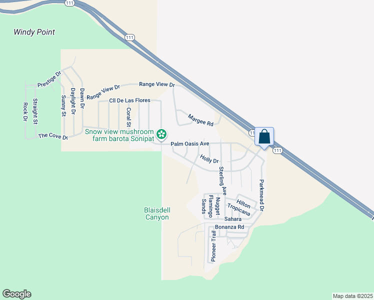 map of restaurants, bars, coffee shops, grocery stores, and more near Skyview Drive in Palm Springs