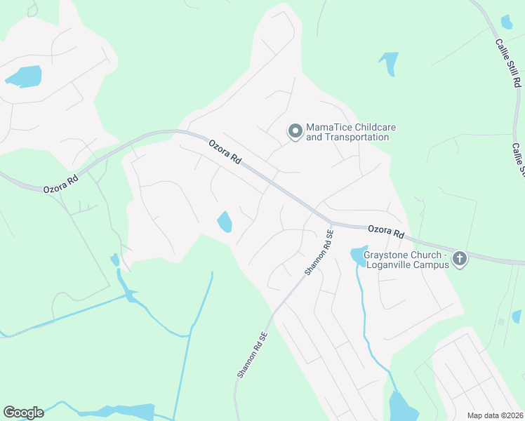 map of restaurants, bars, coffee shops, grocery stores, and more near 1285 Waterwood Drive in Loganville