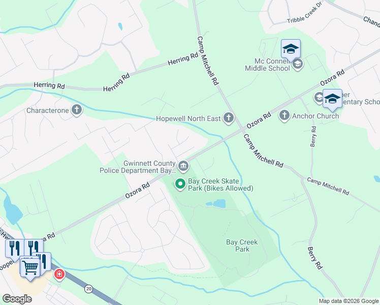 map of restaurants, bars, coffee shops, grocery stores, and more near 259 Chloe Dianne Drive in Loganville