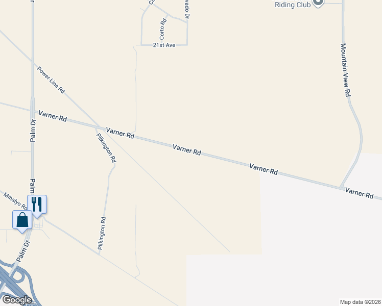 map of restaurants, bars, coffee shops, grocery stores, and more near Varner Road in Desert Hot Springs