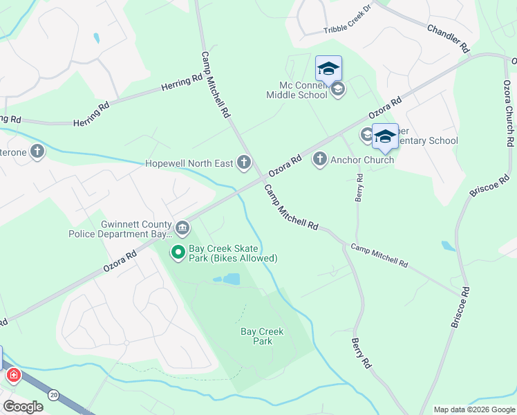 map of restaurants, bars, coffee shops, grocery stores, and more near 2767 Camp Mitchell Road in Loganville