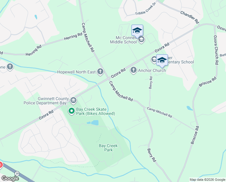 map of restaurants, bars, coffee shops, grocery stores, and more near 2767 Camp Mitchell Road in Loganville