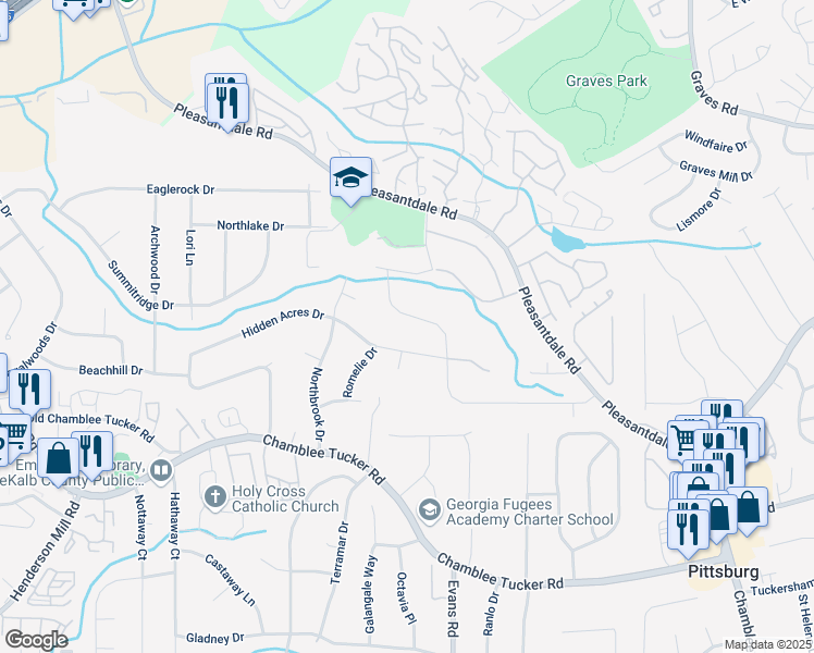 map of restaurants, bars, coffee shops, grocery stores, and more near 3348 Lynnray Drive in Atlanta