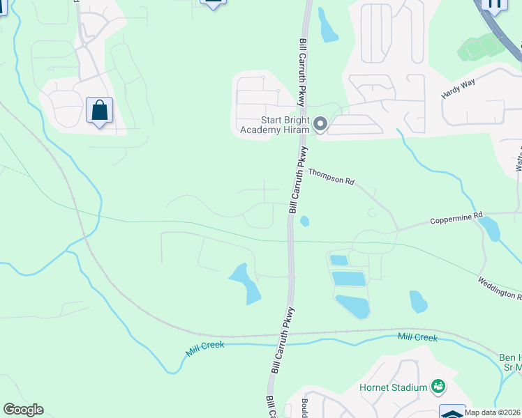 map of restaurants, bars, coffee shops, grocery stores, and more near 115 Berkleigh Trails Drive in Hiram