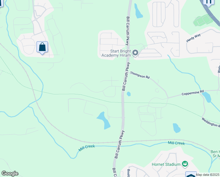 map of restaurants, bars, coffee shops, grocery stores, and more near 115 Berkleigh Trails Drive in Hiram