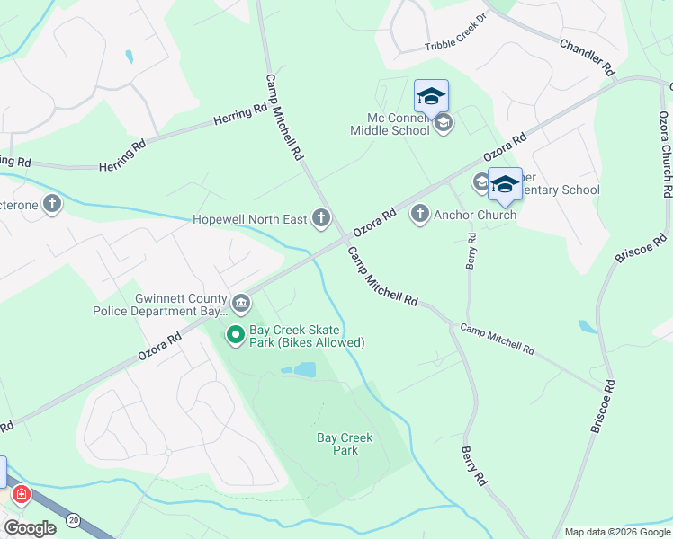 map of restaurants, bars, coffee shops, grocery stores, and more near 2727 Camp Mitchell Road in Loganville