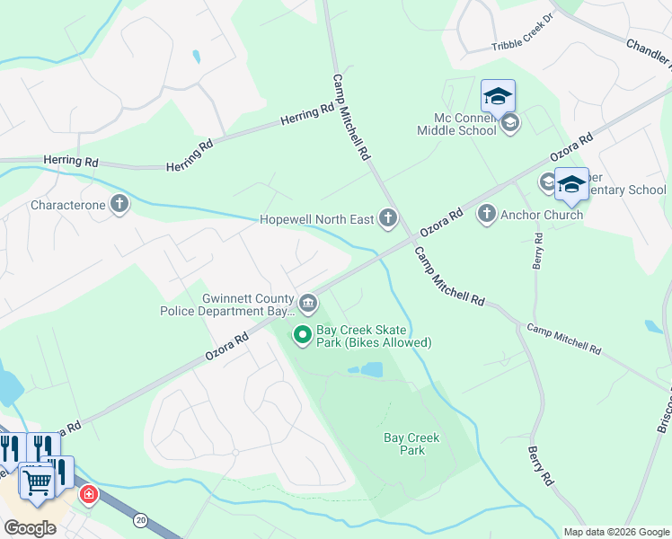 map of restaurants, bars, coffee shops, grocery stores, and more near 279 Chloe Dianne Drive in Loganville