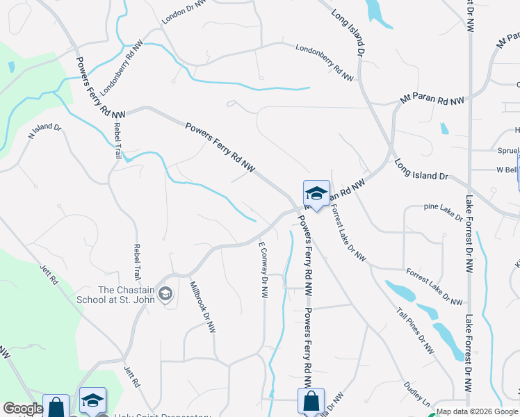 map of restaurants, bars, coffee shops, grocery stores, and more near 420 Laurel Chase Court Northwest in Atlanta