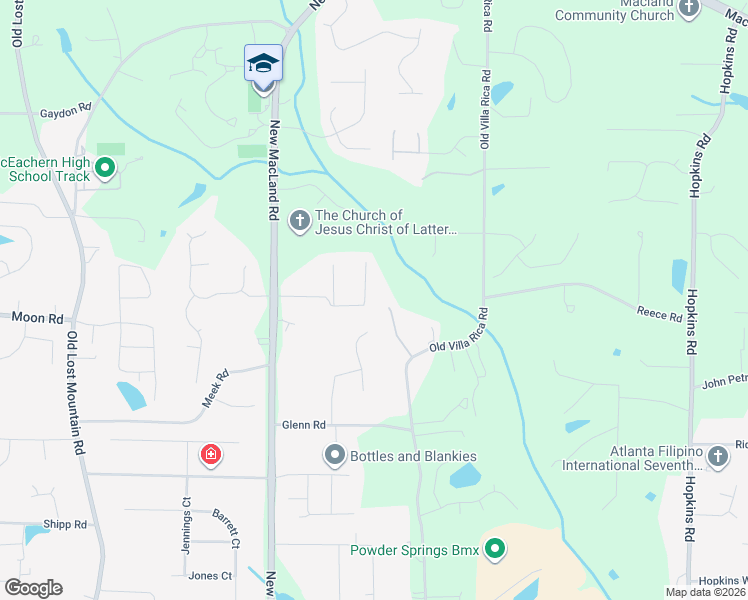map of restaurants, bars, coffee shops, grocery stores, and more near 4184 Irish Highland Drive in Powder Springs