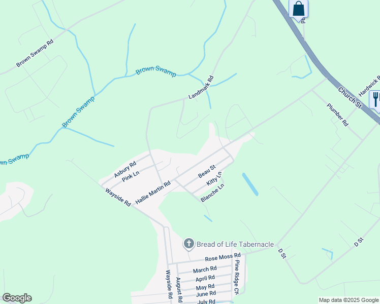 map of restaurants, bars, coffee shops, grocery stores, and more near 120 Swamp Fox Drive in Conway