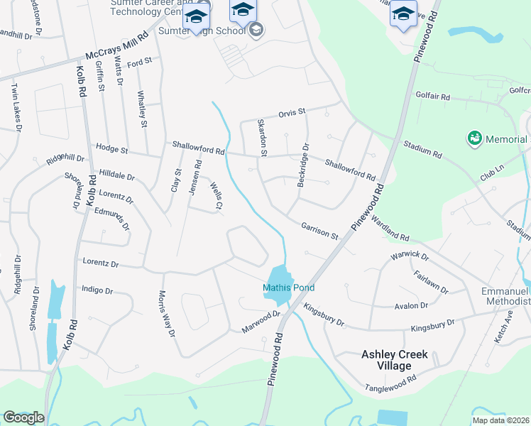 map of restaurants, bars, coffee shops, grocery stores, and more near 2274 Garrison Street in Sumter