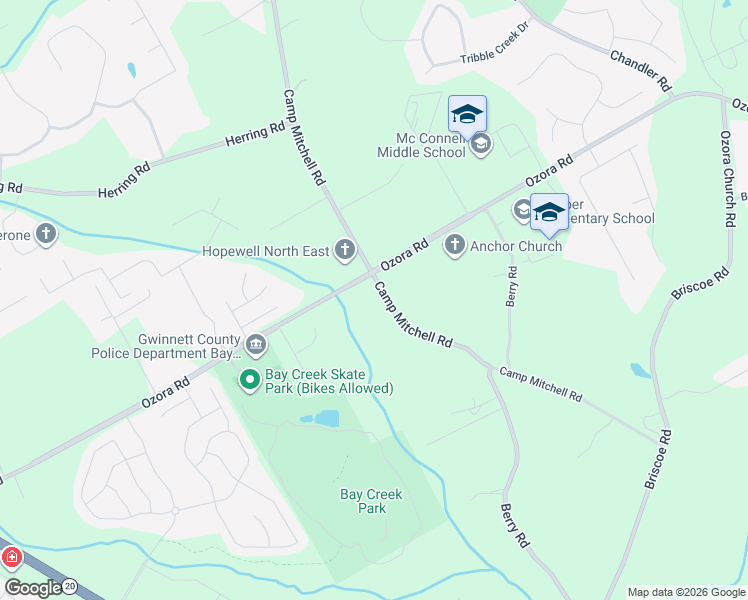 map of restaurants, bars, coffee shops, grocery stores, and more near 2727 Camp Mitchell Road in Loganville
