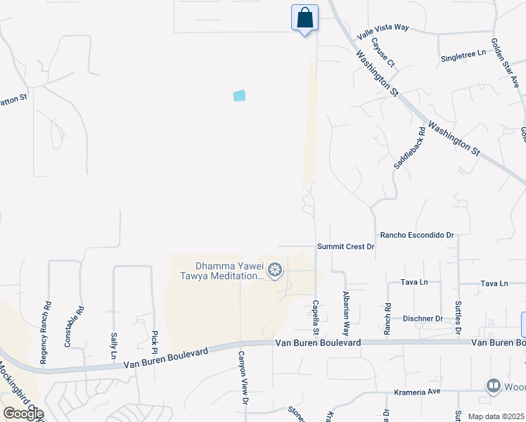 map of restaurants, bars, coffee shops, grocery stores, and more near 15980 Summit Crest Drive in Riverside