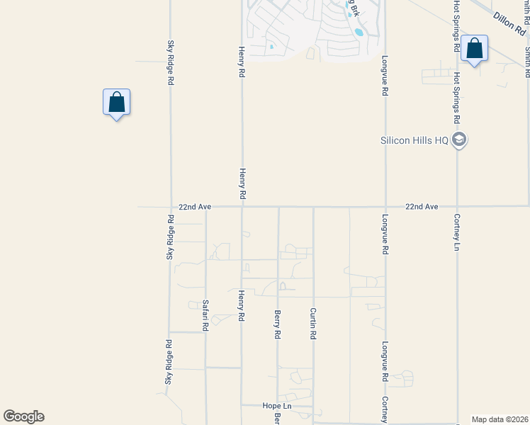 map of restaurants, bars, coffee shops, grocery stores, and more near 22115 Berry Road in Desert Hot Springs