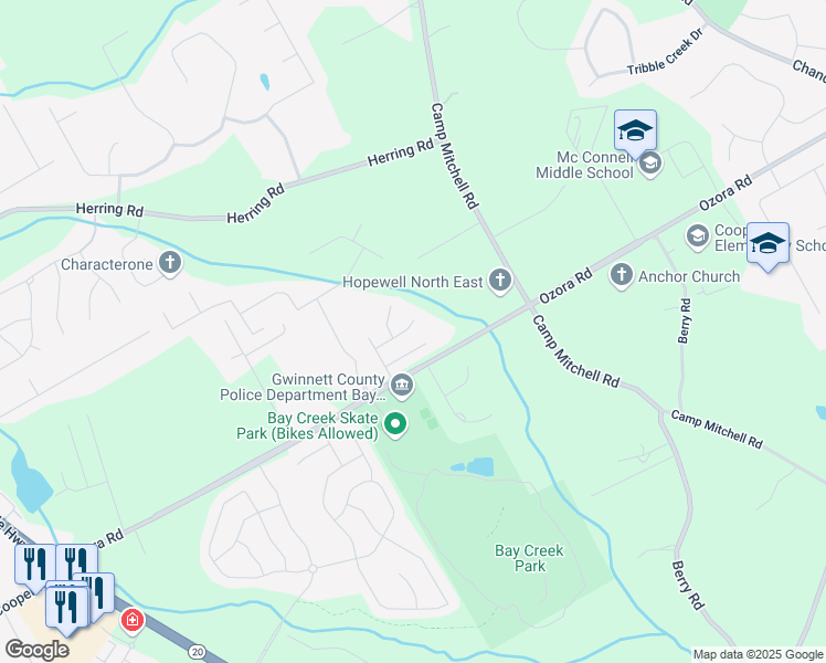 map of restaurants, bars, coffee shops, grocery stores, and more near 265 Lily Cove Drive in Loganville