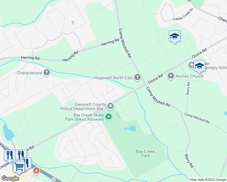 map of restaurants, bars, coffee shops, grocery stores, and more near 275 Lily Cove Drive in Loganville