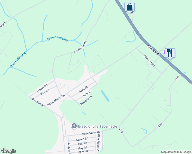 map of restaurants, bars, coffee shops, grocery stores, and more near 451 Hallie Martin Road in Conway