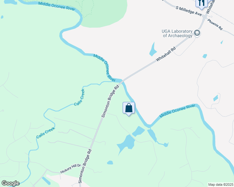 map of restaurants, bars, coffee shops, grocery stores, and more near 2470 Simonton Bridge Road in Watkinsville