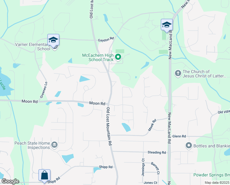 map of restaurants, bars, coffee shops, grocery stores, and more near 2651 Old Lost Mountain Road in Powder Springs