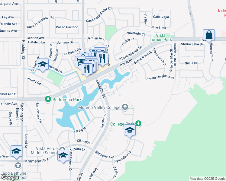 map of restaurants, bars, coffee shops, grocery stores, and more near 15916 Lasselle Street in Moreno Valley