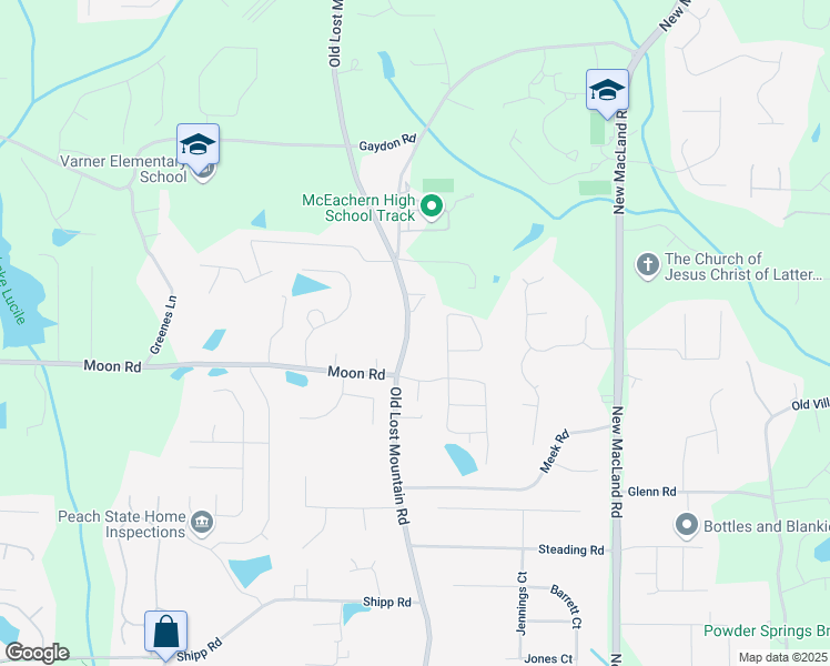 map of restaurants, bars, coffee shops, grocery stores, and more near 2651 Old Lost Mountain Road in Powder Springs