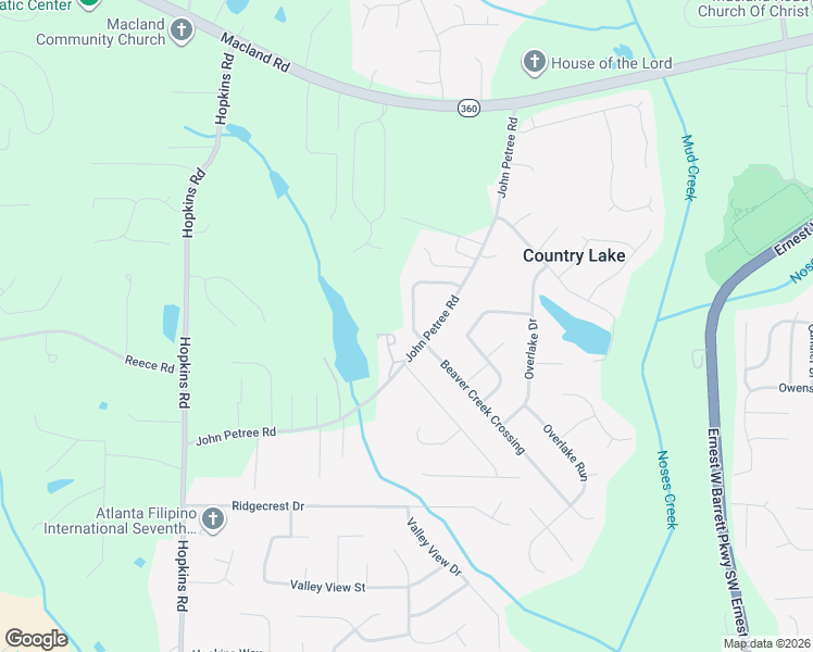 map of restaurants, bars, coffee shops, grocery stores, and more near 2670 Beaver Creek Crossing in Powder Springs