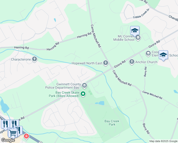 map of restaurants, bars, coffee shops, grocery stores, and more near 275 Lily Cove Drive in Loganville
