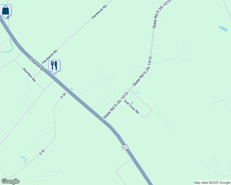 map of restaurants, bars, coffee shops, grocery stores, and more near 167 Willie James Road in Conway
