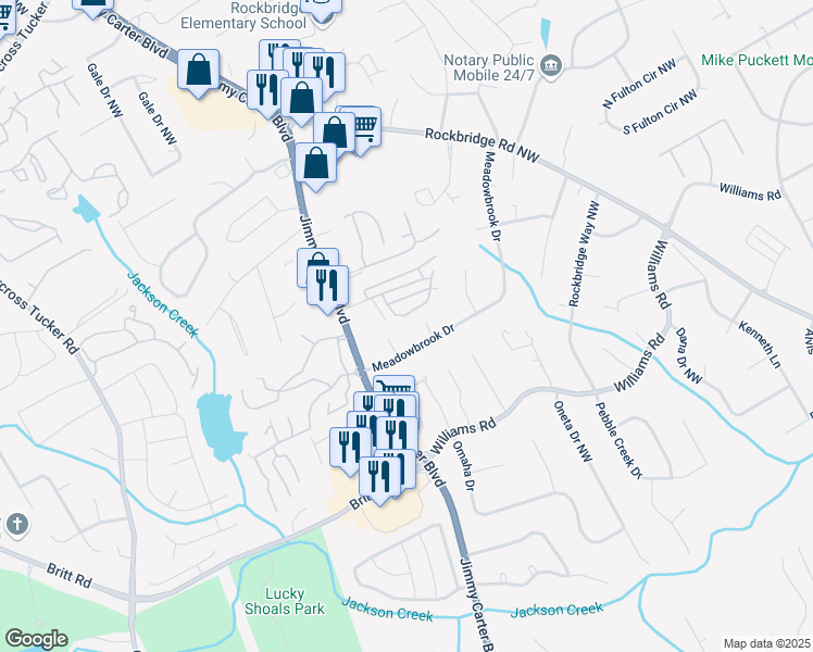 map of restaurants, bars, coffee shops, grocery stores, and more near 964 Chippendale Lane in Norcross