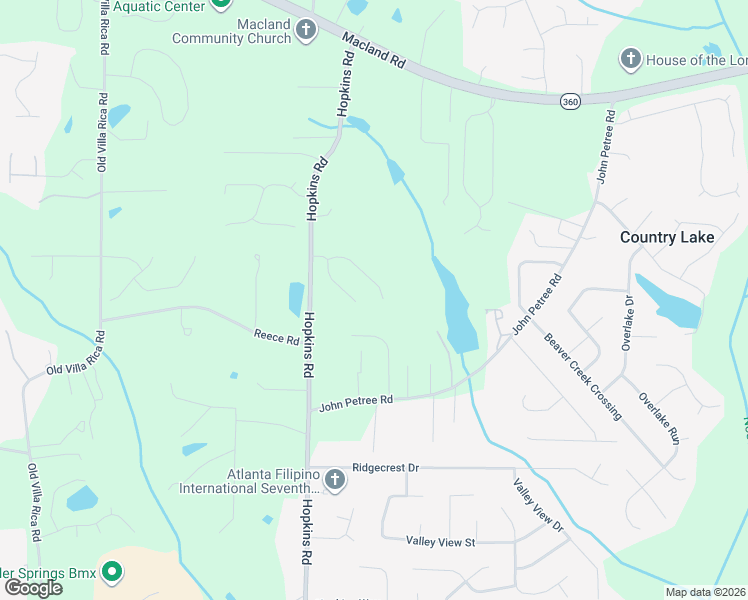 map of restaurants, bars, coffee shops, grocery stores, and more near 3543 Adams Landing Drive in Powder Springs