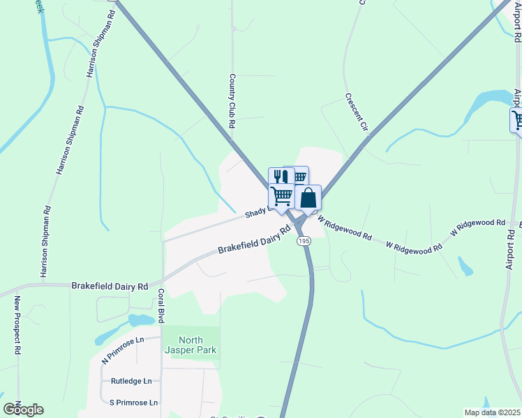 map of restaurants, bars, coffee shops, grocery stores, and more near 906 Shady Ln in Jasper