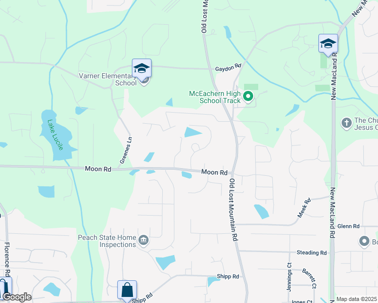 map of restaurants, bars, coffee shops, grocery stores, and more near 4528 Venus Court Southwest in Powder Springs