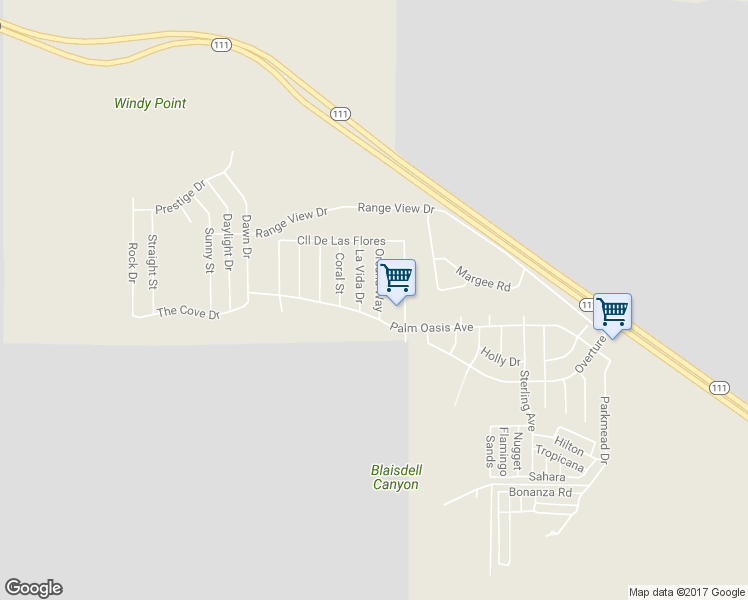 map of restaurants, bars, coffee shops, grocery stores, and more near 15887 Oreana Way in Palm Springs