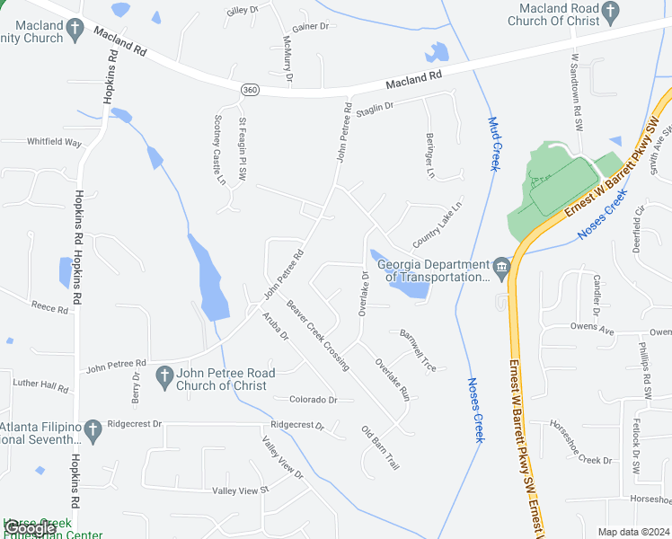 map of restaurants, bars, coffee shops, grocery stores, and more near 2671 Tucson Way in Powder Springs