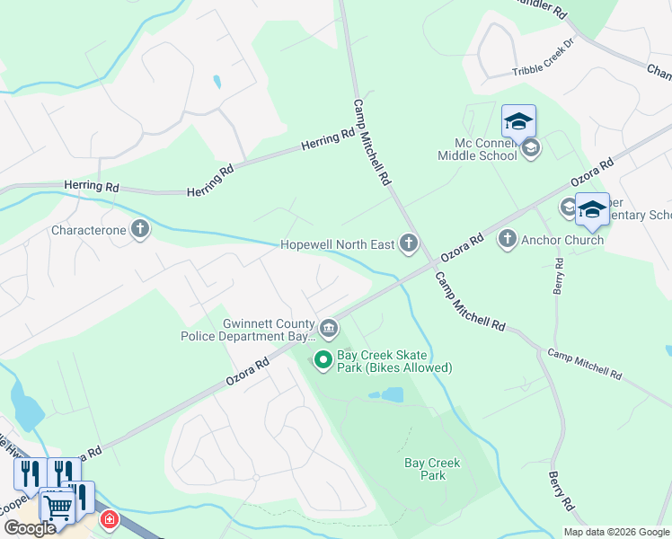 map of restaurants, bars, coffee shops, grocery stores, and more near 288 Lily Cove Drive in Loganville