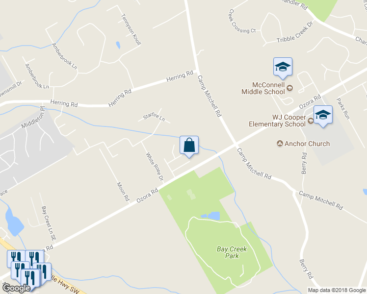 map of restaurants, bars, coffee shops, grocery stores, and more near 288 Lily Cove Drive in Loganville