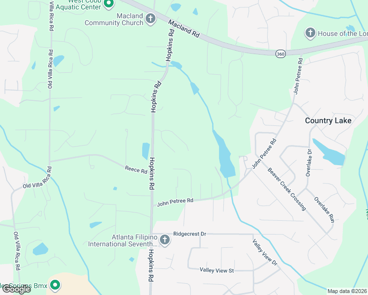 map of restaurants, bars, coffee shops, grocery stores, and more near 3551 Adams Landing Drive in Powder Springs