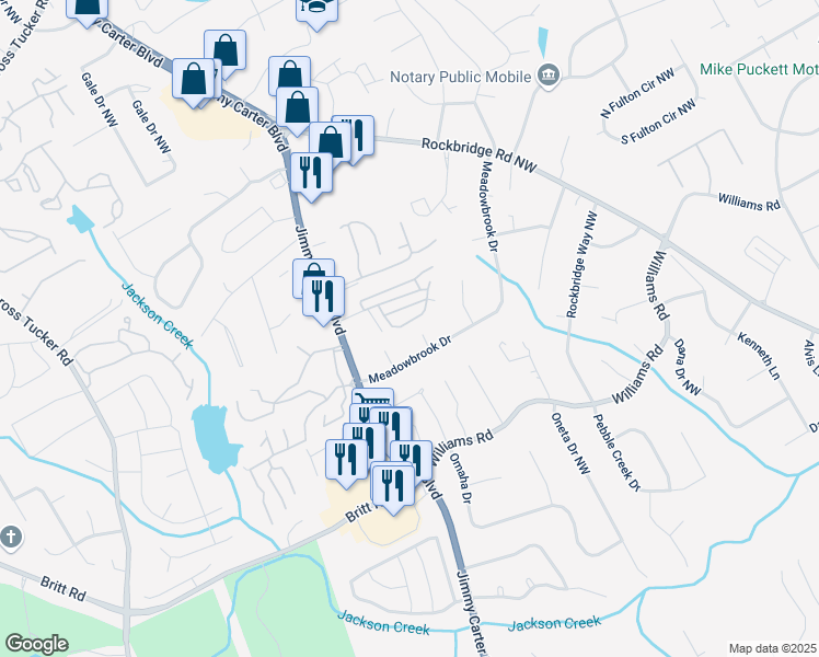 map of restaurants, bars, coffee shops, grocery stores, and more near 956 Chippendale Lane in Norcross
